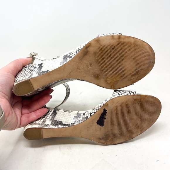 Ann Taylor Giuliana Snake Print Genuine Leather Wedge Sandals ankle strap size 9 - Picture 8 of 10
